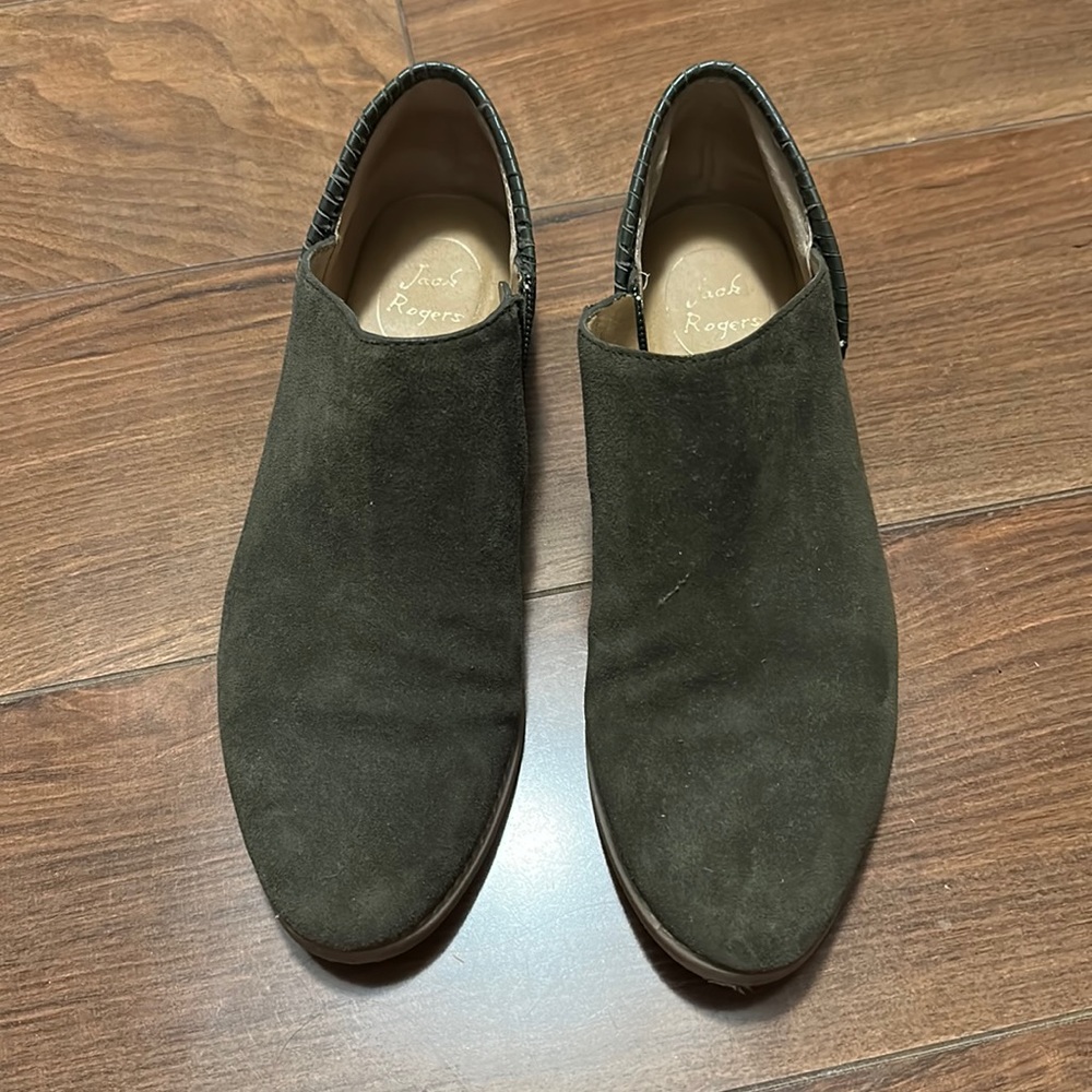 Jack Rogers green suede ankle boots 8.5